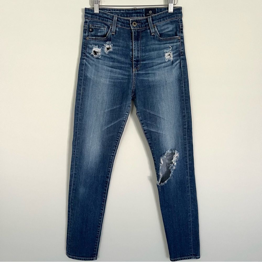 Ag Adriano Goldschmied The High Rise Stevie Ankle Distressed Jeans Size 27 NWOT